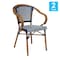 Flash Furniture Bordeaux French Bistro Stacking Chair w/Arms, Navy/White PE Rattan/Bamboo Print Alum Frame, 2PK 2-SDA-ADS642142-NVYWH-NAT-GG - alternate 9